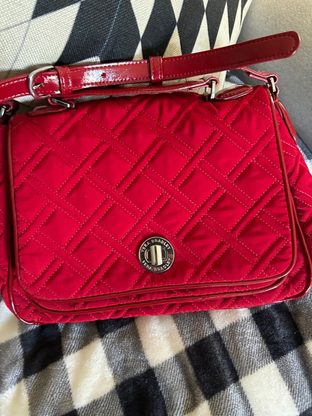 Vera Bradley Quilted Red Crossbody with Turn-Lock